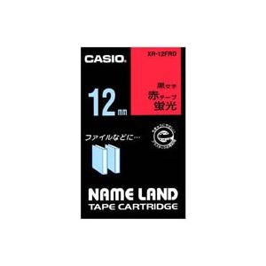 (業務用50セット) カシオ CASIO 蛍光テープ XR-12FRD 赤に黒文字 12mm 商品画像