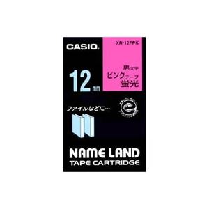 (業務用50セット) カシオ CASIO 蛍光テープ XR-12FPK 桃に黒文字 12mm 商品画像
