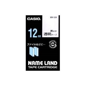 (業務用50セット) カシオ CASIO 透明テープ XR-12X 透明に黒文字 12mm 商品画像