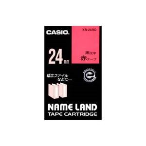 (業務用3セット) CASIO カシオ ネームランド用ラベルテープ 【幅：24mm】 XR-24RD 赤に黒文字 - 拡大画像