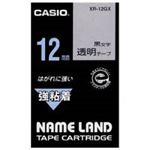 (業務用50セット) カシオ CASIO 強粘着テープ XR-12GX 透明に黒文字 12mm  【×50セット】