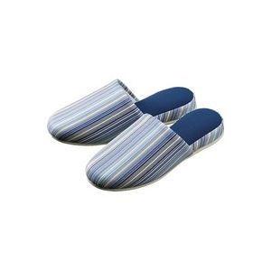 (業務用30セット) オーミケンシ レザー調ストライプ柄スリッパ 5501ブルー 商品画像