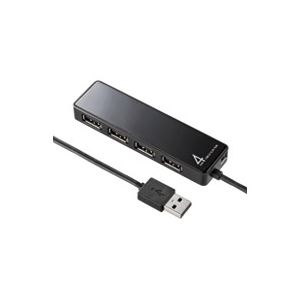 （まとめ買い）サンワサプライ USBHUB4ポート 面ファスナー付USB-HTV410BK 【×3セット】