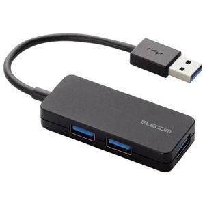 エレコム USBハブ3ポート3.0対応 U3H-K315BBK - 拡大画像