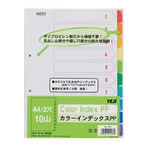 (まとめ）テージー カラーインデックスPP A4S 2穴10山 IN-1410【×10セット】