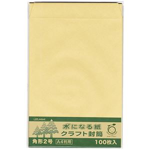 （まとめ）菅公工業 間伐紙クラフト封筒 シ126 角2 100枚【×30セット】