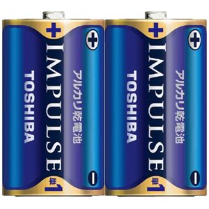 （まとめ）東芝 インパルス アルカリ乾電池 単1電池 2個パック【×50セット】