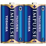 (まとめ）東芝 インパルス アルカリ乾電池 単1 2個パック【×10セット】