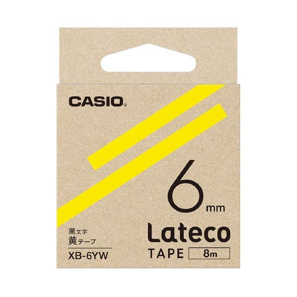 （まとめ）カシオ計算機 ラテコ専用テープXB-6YW 黄に黒文字（×10セット） b04
