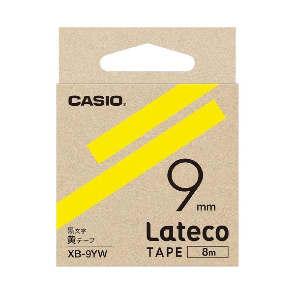 （まとめ）カシオ計算機 ラテコ専用テープXB-9YW 黄に黒文字（×10セット） b04