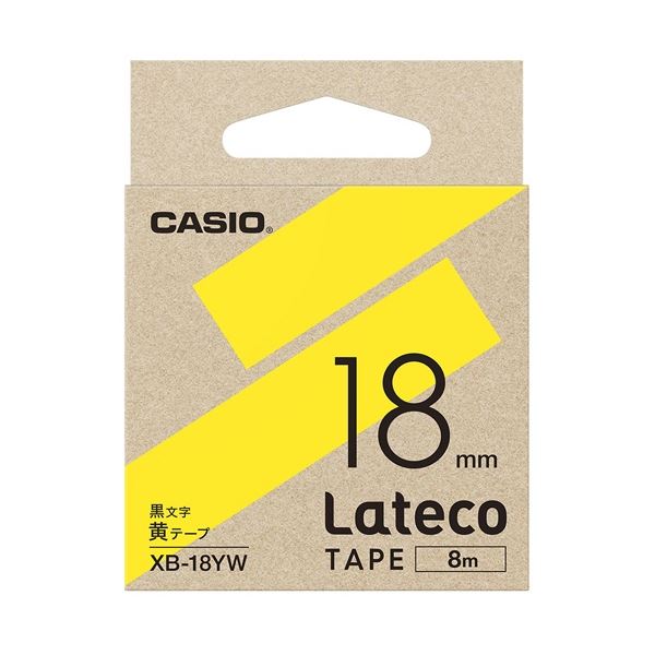 （まとめ）カシオ計算機 ラテコ専用テープXB-18YW黄に黒文字（×10セット） b04