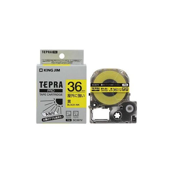 （まとめ）キングジム テプラPROテープ屋外に強い黄／黒文字 36mm SC36YV(×3セット) b04