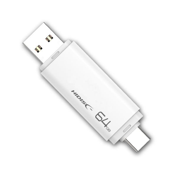 (まとめ) HIDISC USBメモリー Type-C/A 64GB ホワイト HDUF134C64G3C (×5セット) b04