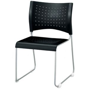 ジョインテックス 会議椅子(スタッキングチェア/ミーティングチェア) 肘なし PP樹脂シート PS-15 ブラック 【完成品】 - 拡大画像
