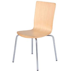 ジョインテックス 会議椅子(スタッキングチェア/ミーティングチェア) 肘なし CH-107 ナチュラル 【完成品】 - 拡大画像