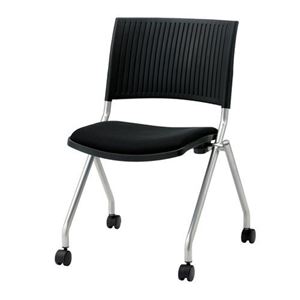 ジョインテックス 会議椅子(スタッキングチェア/ミーティングチェア) 肘なし キャスター付き FJC-K5 ブラック 【完成品】 - 拡大画像