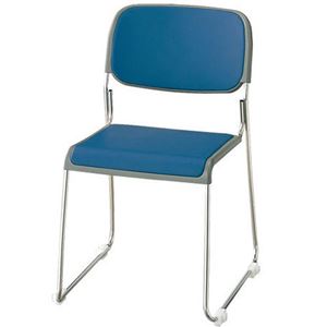 ジョインテックス 会議椅子(スタッキングチェア/ミーティングチェア) 肘なし 座面：布張り FRK-S2 ダークブルー 【完成品】 - 拡大画像