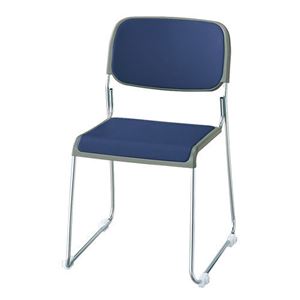 ジョインテックス 会議椅子(スタッキングチェア/ミーティングチェア) 肘なし 座面：合成皮革(合皮) FRK-S2LN NV ネイビー 【完成品】 - 拡大画像