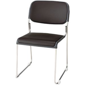 ジョインテックス 会議椅子(スタッキングチェア/ミーティングチェア) 肘なし 座面：合成皮革(合皮) FRK-S2LN BR ブラウン 【完成品】 - 拡大画像