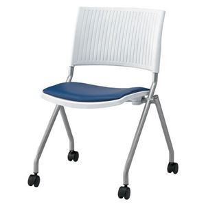 ジョインテックス 会議椅子(スタッキングチェア/ミーティングチェア) 肘なし 座面：合成皮革(合皮) キャスター付き FJC-K6L NV 【完成品】 - 拡大画像
