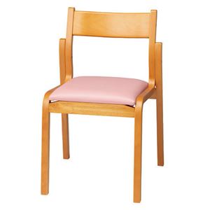 ジョインテックス 会議椅子スタッキングチェア 【肘なしタイプ】 木製 座面：ビニールレザー MF-C4N PK ピンク 【完成品】 - 拡大画像