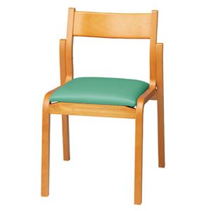 ジョインテックス 会議椅子スタッキングチェア 【肘なしタイプ】 木製 座面：ビニールレザー MF-C4N GR グリーン 【完成品】 - 拡大画像