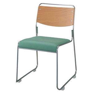 ジョインテックス 会議椅子(スタッキングチェア/ミーティングチェア) 肘なし 座面：合成皮革(合皮) FSN-7L グリーン 【完成品】 - 拡大画像