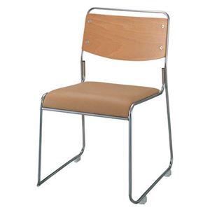 ジョインテックス 会議椅子(スタッキングチェア/ミーティングチェア) 肘なし 座面：合成皮革(合皮) FSN-7L ライトブラウン 【完成品】 - 拡大画像