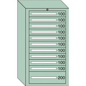 OS ミドルキャビネットMD型 最大積載量1200kg 引出し10×1段 MD1217