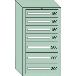 OS ミドルキャビネットMD型 最大積載量1200kg 引出し4×3段 MD1218