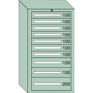 OS 中量キャビネット7型 最大積載量1200kg 引出し7×2×1段 71214