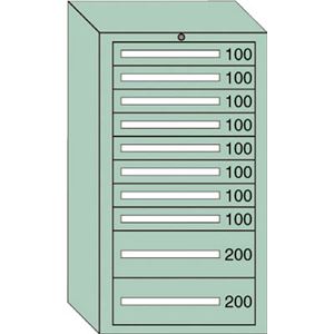 OS 中量キャビネット7型 最大積載量1200kg 引出し8×2段 71215