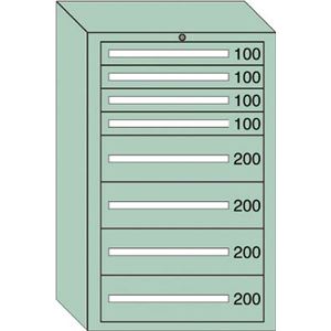 OS 重量キャビネットDX型 最大積載量1500kg 引出し4×4段 DX1209