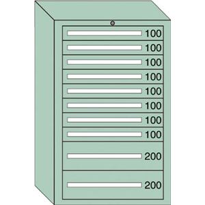 OS 重量キャビネットDX型 最大積載量1500kg 引出し8×2段 DX1215