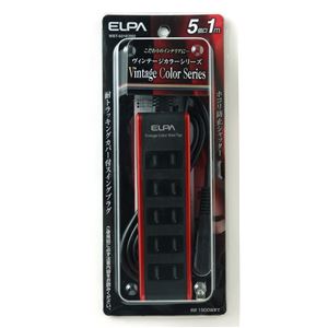 ELPA(エルパ) ヴィンテージカラータップ 5個口 1m ボルドーレッド WBT-5010（RD）