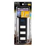 ELPA(エルパ) 耐雷サージ機能付コード付タップ 4個口 1m ブラック WBT-4010SBN（BK）