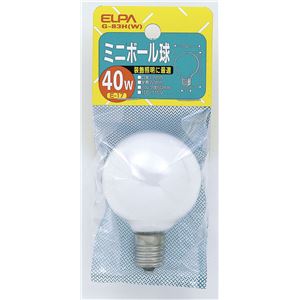 （業務用セット） ELPA ミニボール球 電球 40W E17 G50 ホワイト G-83H（W） 【×25セット】 - 拡大画像