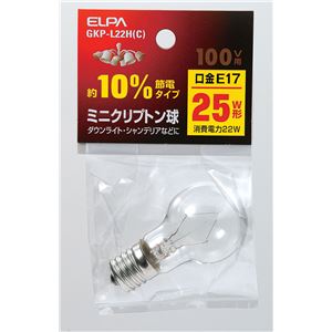 （業務用セット） ELPA ミニクリプトン球 電球 25W形 E17 クリア GKP-L22H（C） 【×30セット】 - 拡大画像
