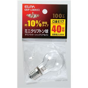（業務用セット） ELPA ミニクリプトン球 電球 40W形 E17 クリア GKP-L36H（C） 【×30セット】 - 拡大画像