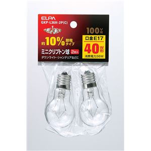 （まとめ買い） ELPA ミニクリプトン球 電球 40W形 E17 クリア 2個入 GKP-L36H-2P（C） 【×10セット】