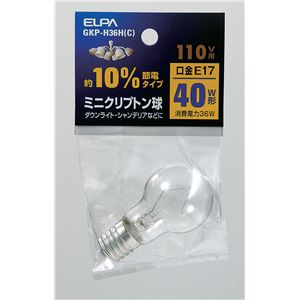 （業務用セット） ELPA ミニクリプトン球 電球 40W形 E17 クリア GKP-H36H（C） 【×30セット】 - 拡大画像