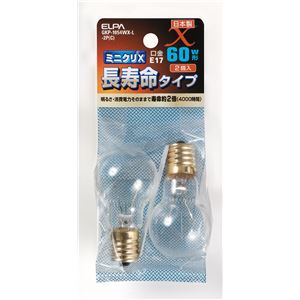 （まとめ買い） ELPA 長寿命 節電ミニクリプトン球 電球 ミニクリX 60W形 E17 クリア 2個入 GKP-1054WX-L-2P（C） 【×10セット】