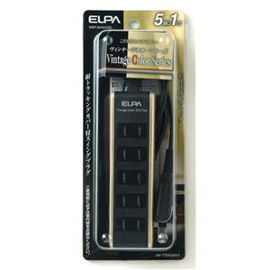 （まとめ買い） ELPA ヴィンテージカラータップ 5個口 1m シャンパンゴールド WBT-5010（CG） 【×5セット】