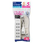 （まとめ買い） ELPA コンパクトタップ 5個口 5m LPT-505N（W） 【×5セット】