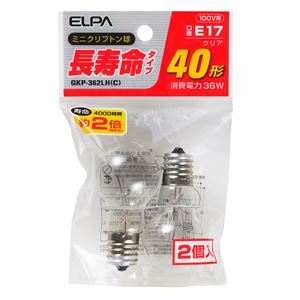 （業務用セット） ELPA 長寿命ミニクリプトン球 電球 40W形 E17 クリア 2個入 GKP-362LH（C） 【×20セット】 - 拡大画像