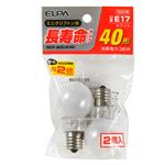 （まとめ買い） ELPA 長寿命ミニクリプトン球 電球 40W形 E17 ホワイト 2個入 GKP-362LH（W） 【×20セット】