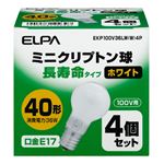 （まとめ買い） ELPA 長寿命ミニクリプトン球 電球 36W E17 ホワイト 4個入 EKP100V36LW（W）4P 【×5セット】