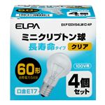 （まとめ買い） ELPA 長寿命ミニクリプトン球 電球 54W E17 クリア 4個入 EKP100V54LW（C）4P 【×5セット】