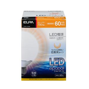 （業務用セット） ELPA LED電球 G95ボール球形 60W形 E26 G95 電球色 LDG9L-G-G203 【×2セット】