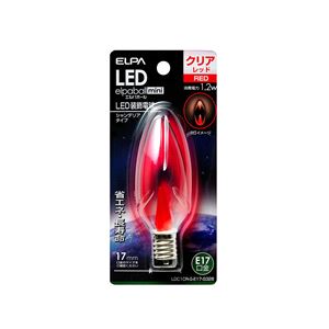 （業務用セット） ELPA LED装飾電球 シャンデリア球形 E17 クリアレッド LDC1CR-G-E17-G328 【×5セット】 - 拡大画像
